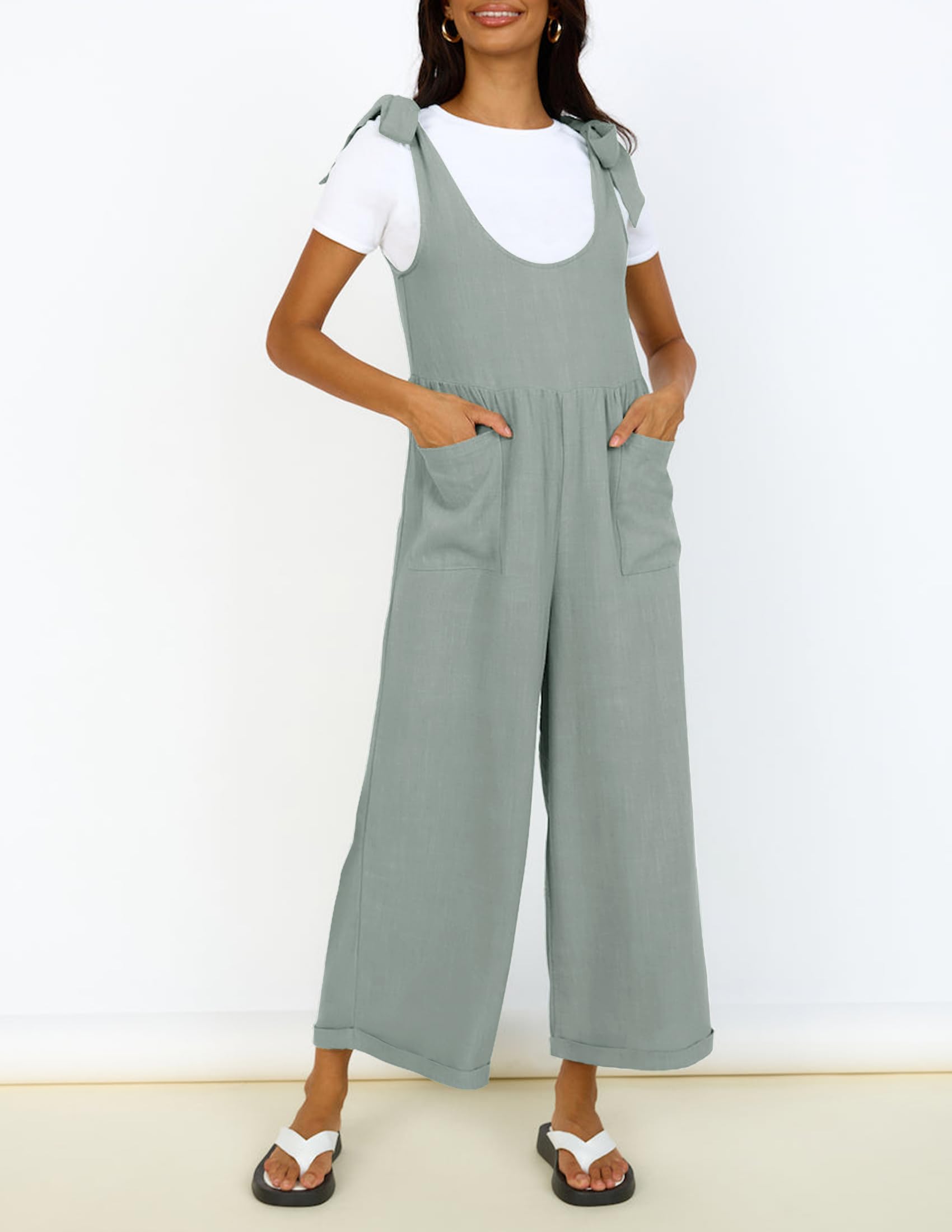 Summer Loose Sleeveless Adjustable Shoulder Strap Back Pants
