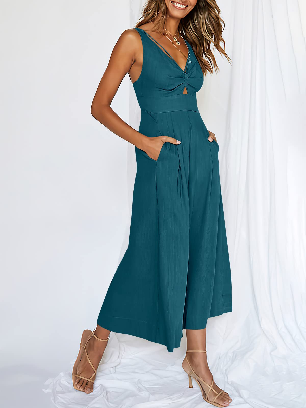 V Neck Cutout High-Waist Rompers (Buy 2 free shipping)-hivebabe.com