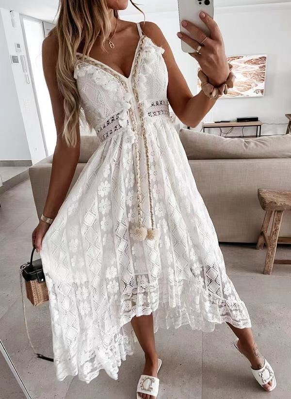 Boho Tassel Beach Summer Maxi Dress-hivebabe.com