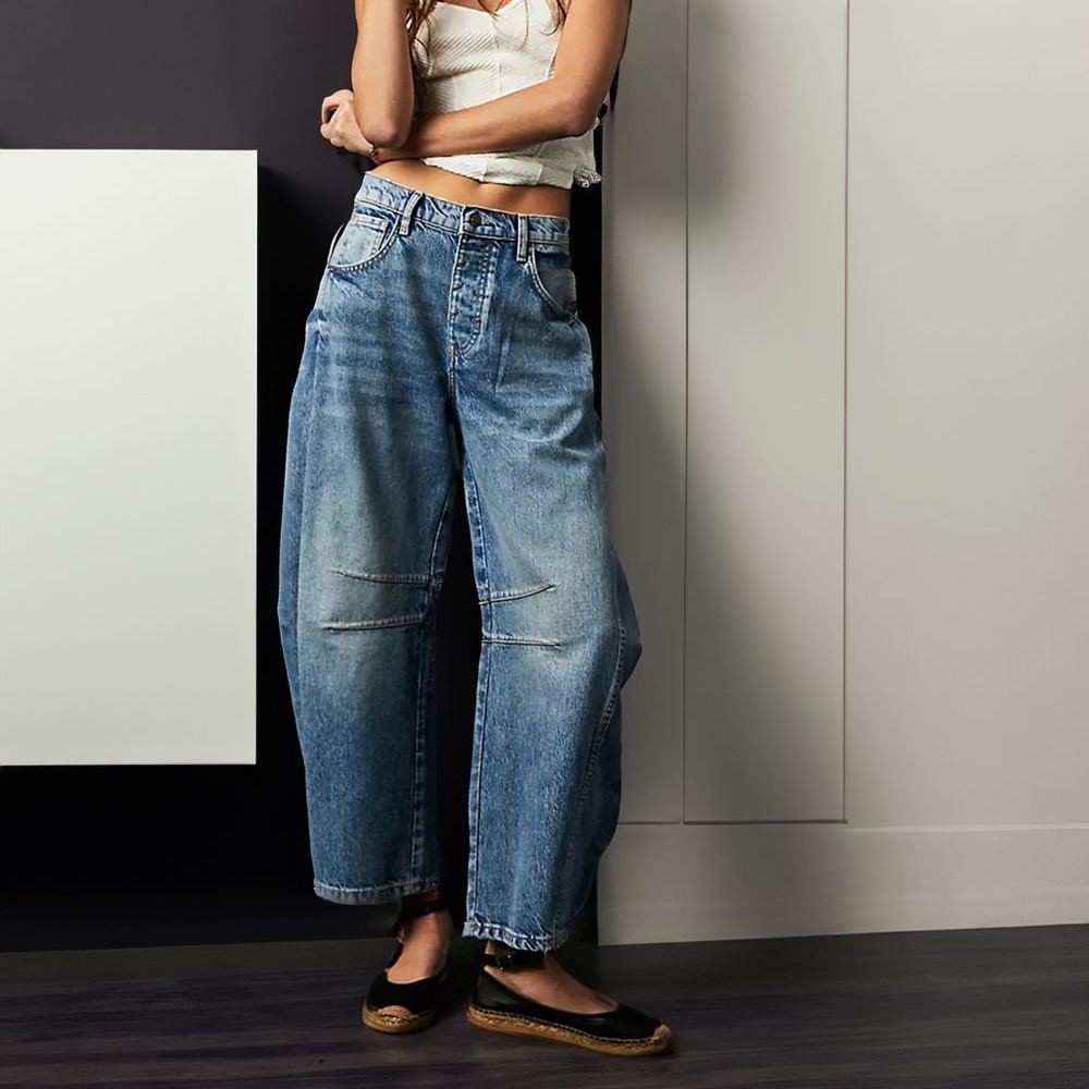 🔥Mid-Rise Barrel Jeans (Buy 2 Free Shipping)-boocean.com