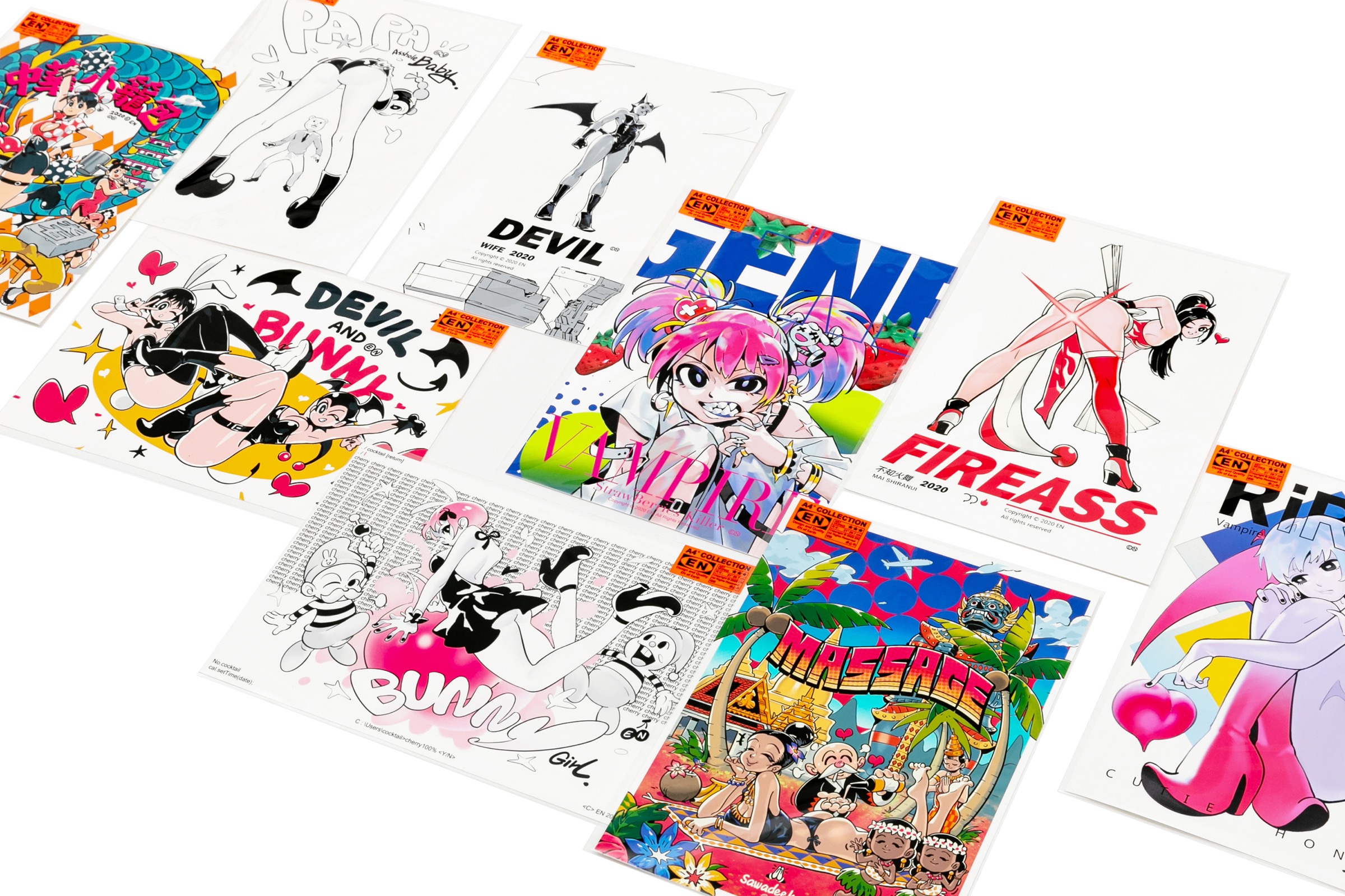 EN A-works Art giclee illustration A4 (4 sheets) - C