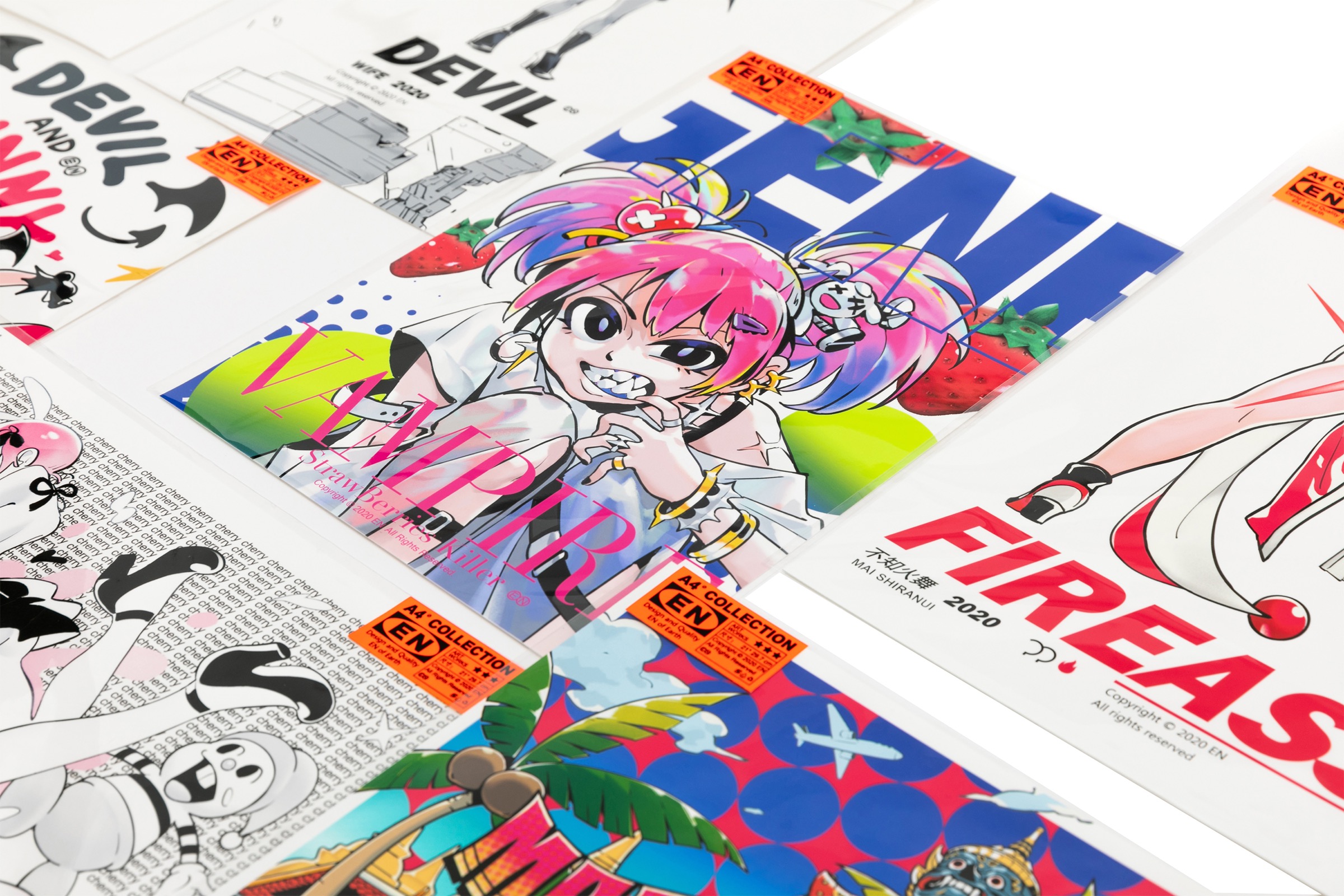 EN A-works Art giclee illustration A4 (4 sheets) - C