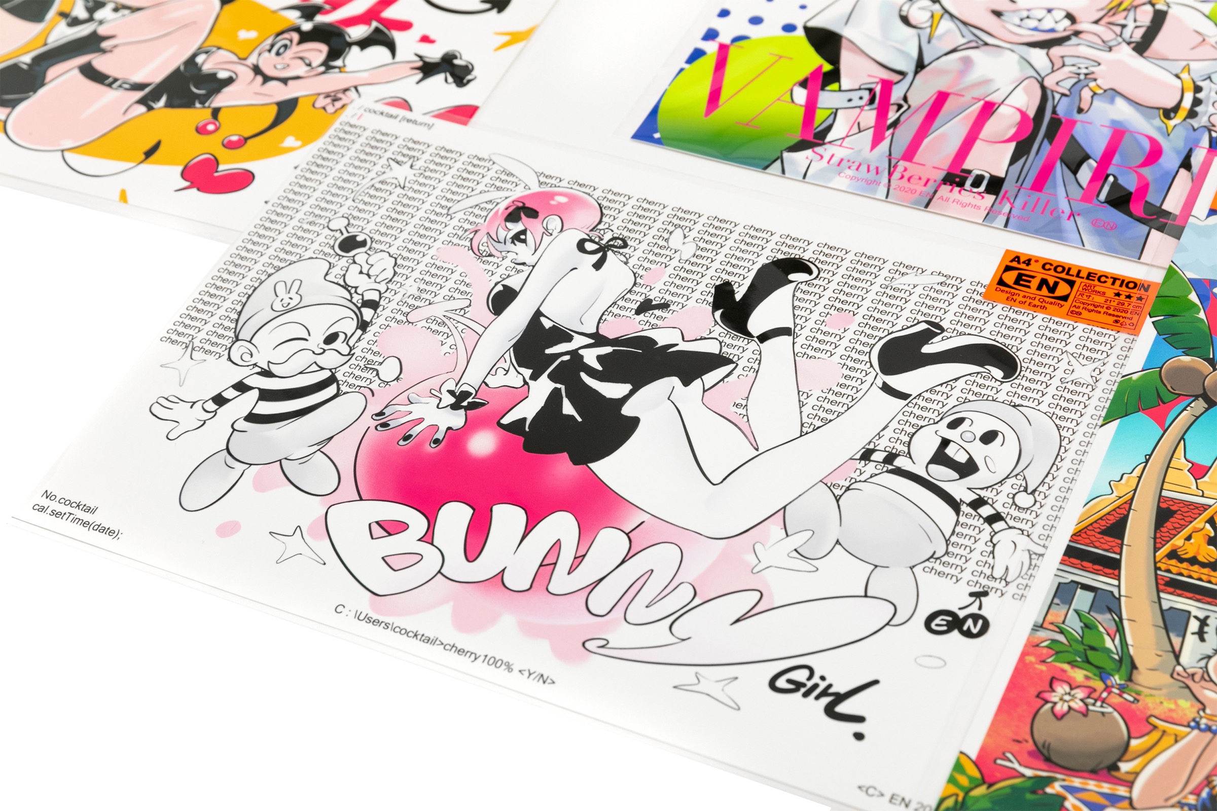 EN A-works Art giclee illustration A4 (4 sheets) - E