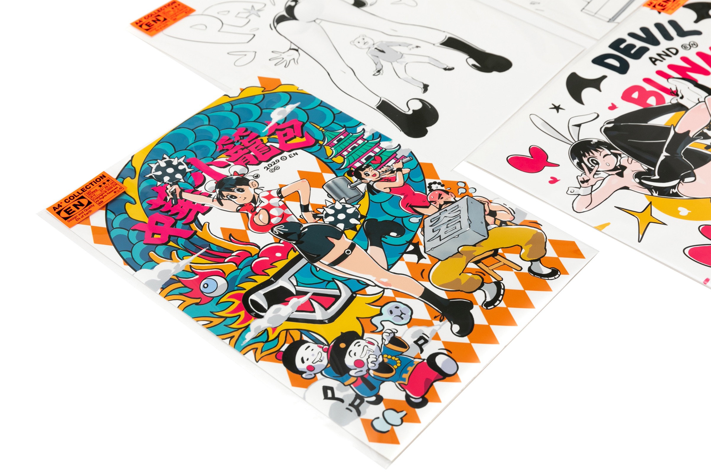 EN A-works Art giclee illustration A4 (4 sheets) - C