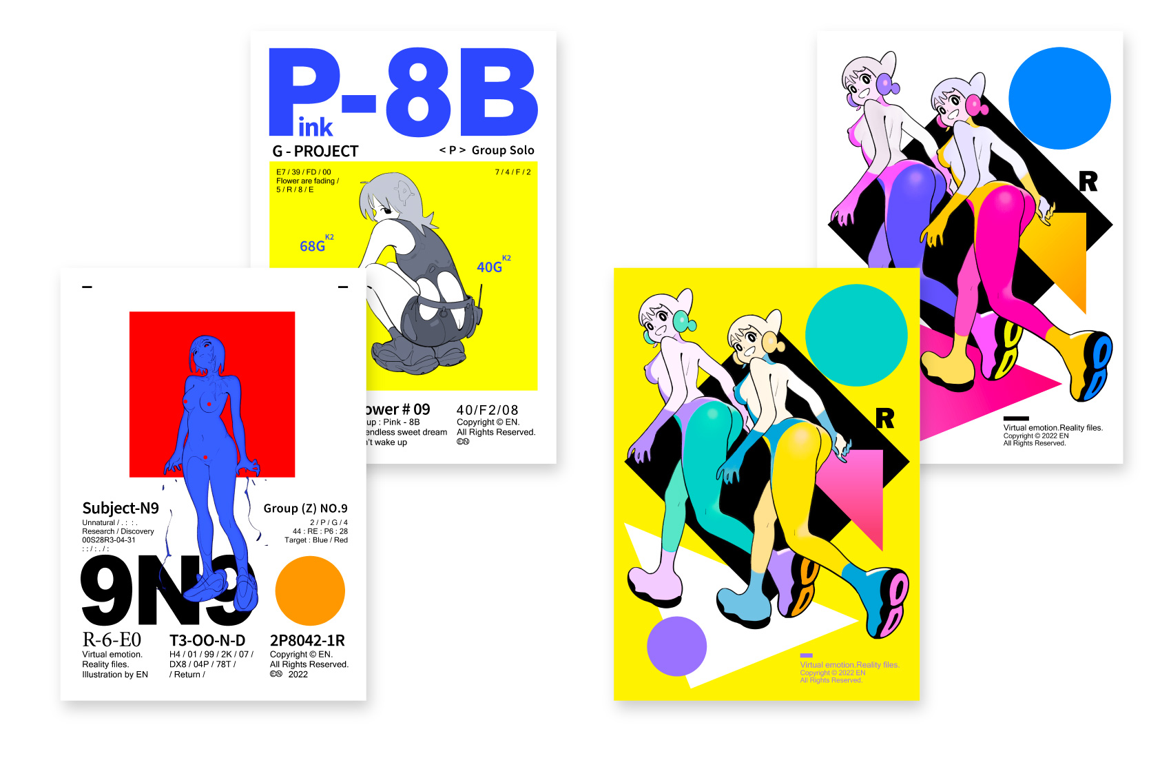 EN A-works Art giclee illustration A4 (4 sheets) -B