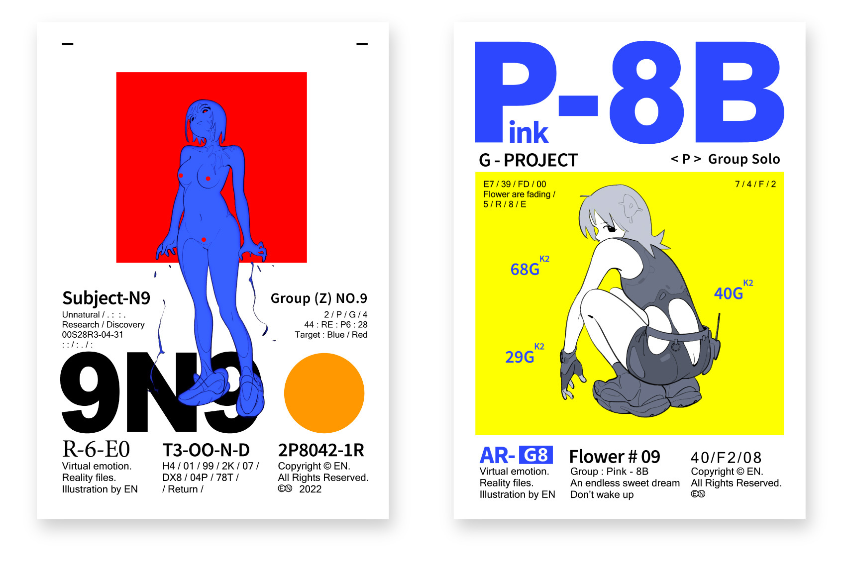 EN A-works Art giclee illustration A4 (4 sheets) -B