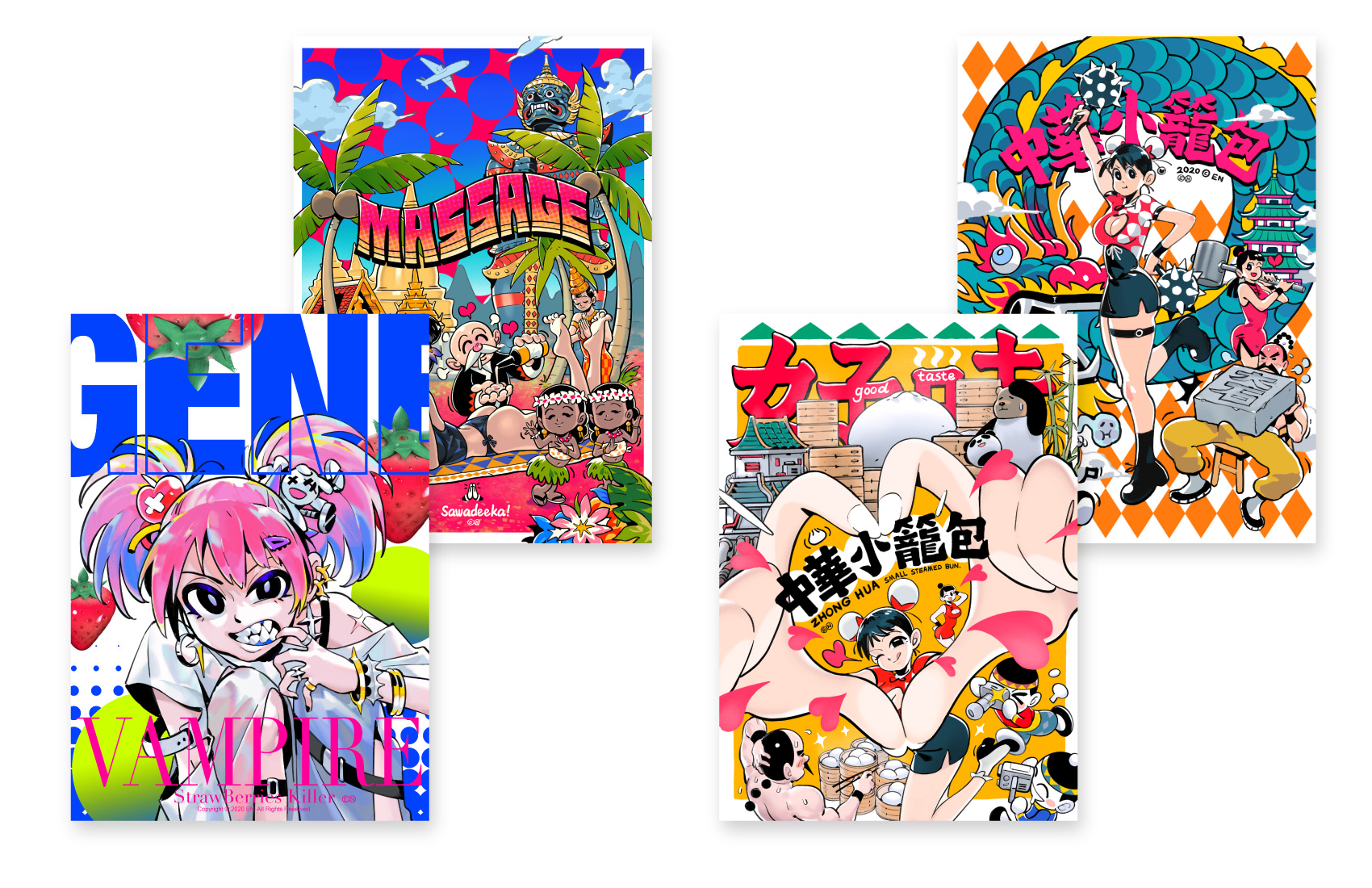 EN A-works Art giclee illustration A4 (4 sheets) - C