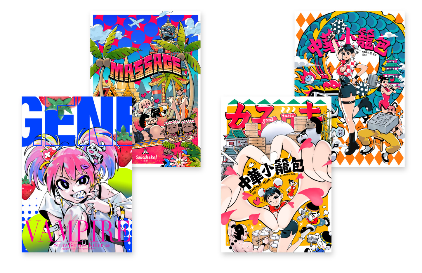 EN A-works Art giclee illustration A4 (4 sheets) - C