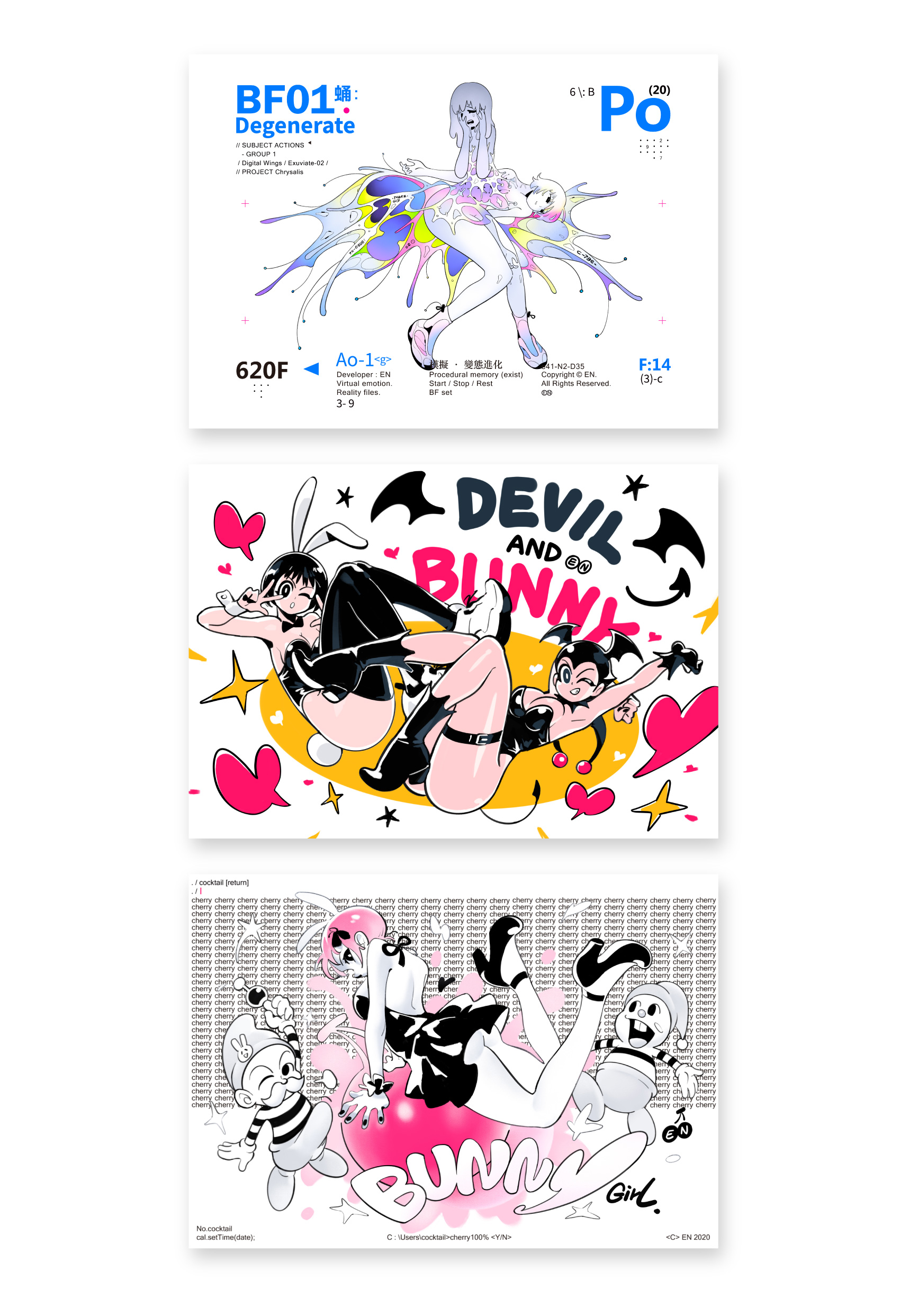 EN A-works Art giclee illustration A4 (4 sheets) - E