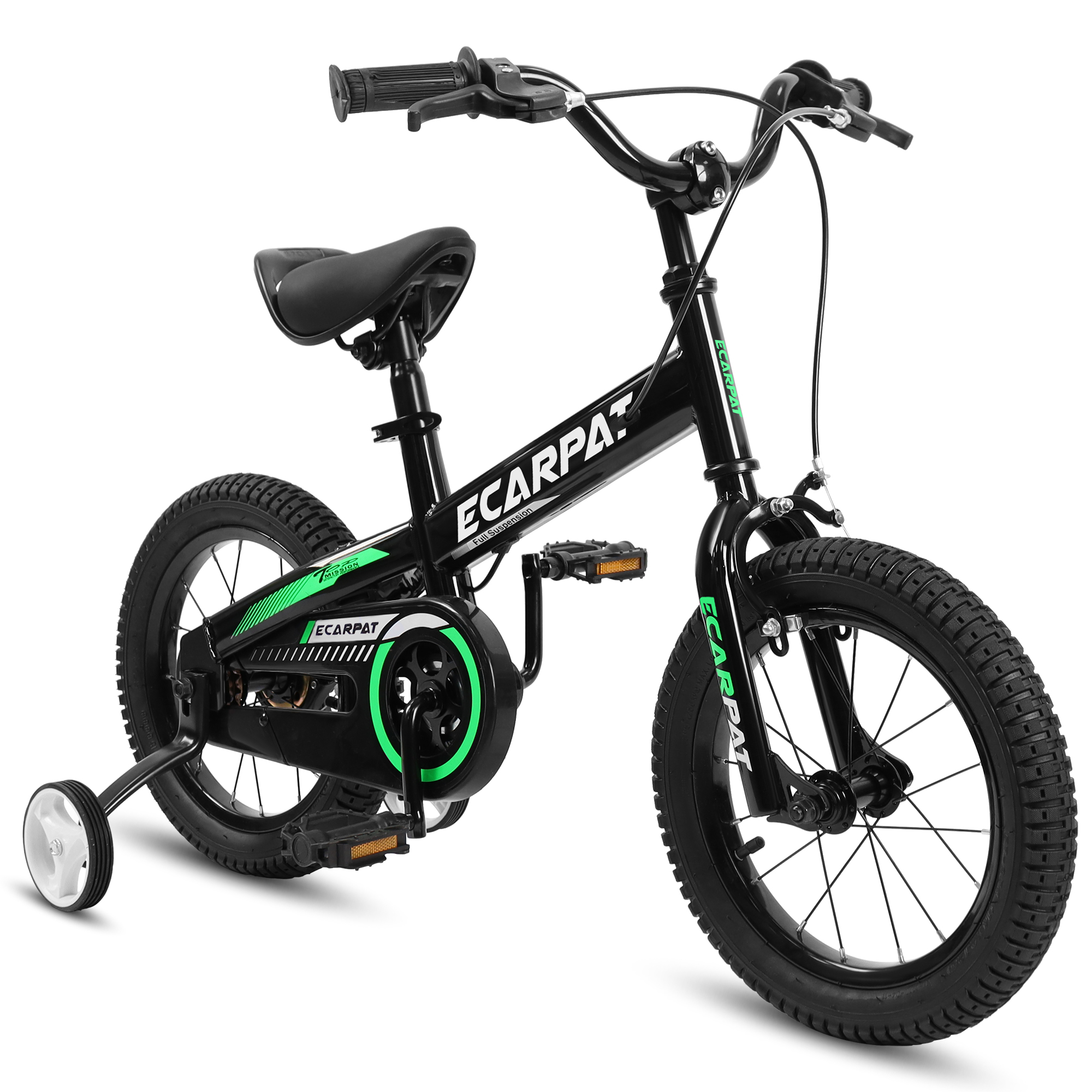 POWANLI 16“ Kids Bike With Removable Training Wheels And Adjustable Seat Post for Boys Girls Ages 4-8 Years Black Color