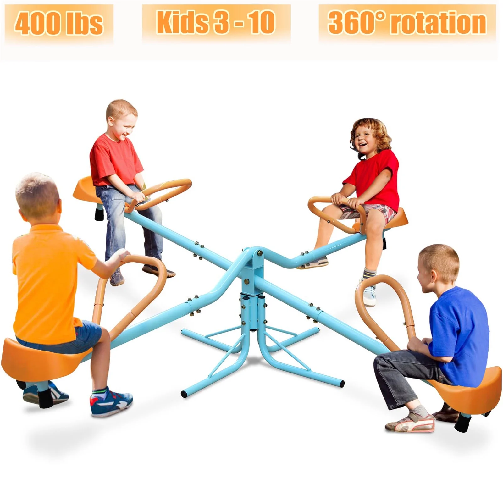  POWANLI Kids Seesaw Teeter Totter with 400lbs Capacity Spinning Kids Outdoor Playground Equipment, Swiveling 360 Degrees Rotating for Kids 3-10