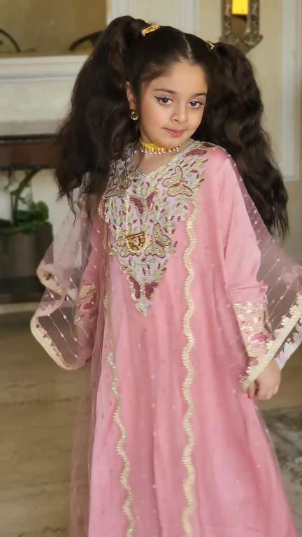 2024ss children lace deep V ethnic elements dress
