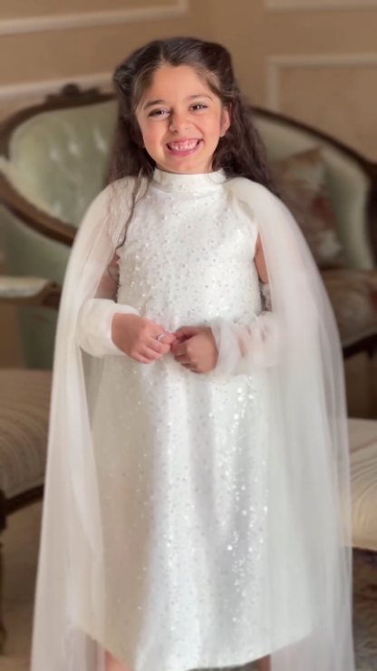 2024ss Children's high neck lace princess loose dress