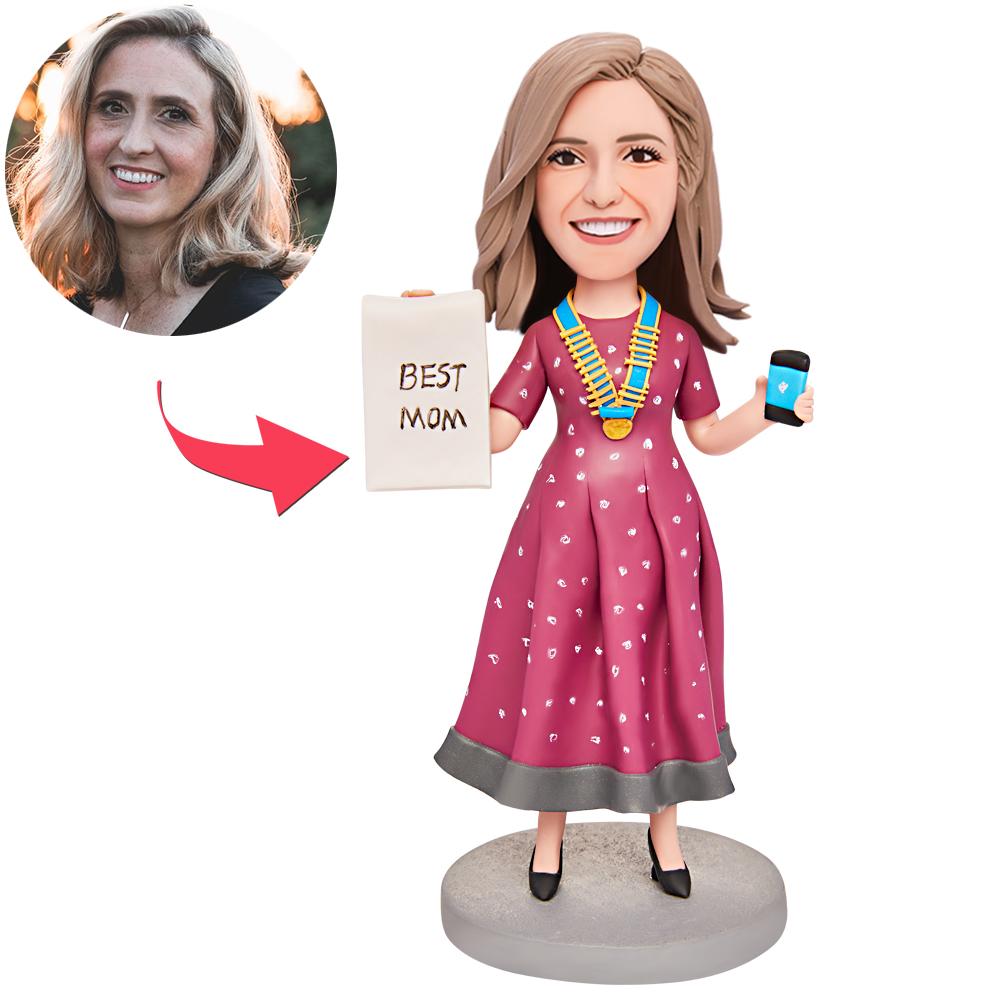 Exotic Mom Custom Bobblehead with Engraved Text