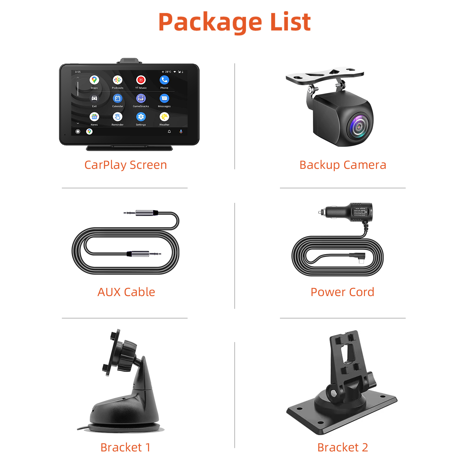 7 Inch HD IPS Touch Portable Car Screen with 1080P Backup Camera