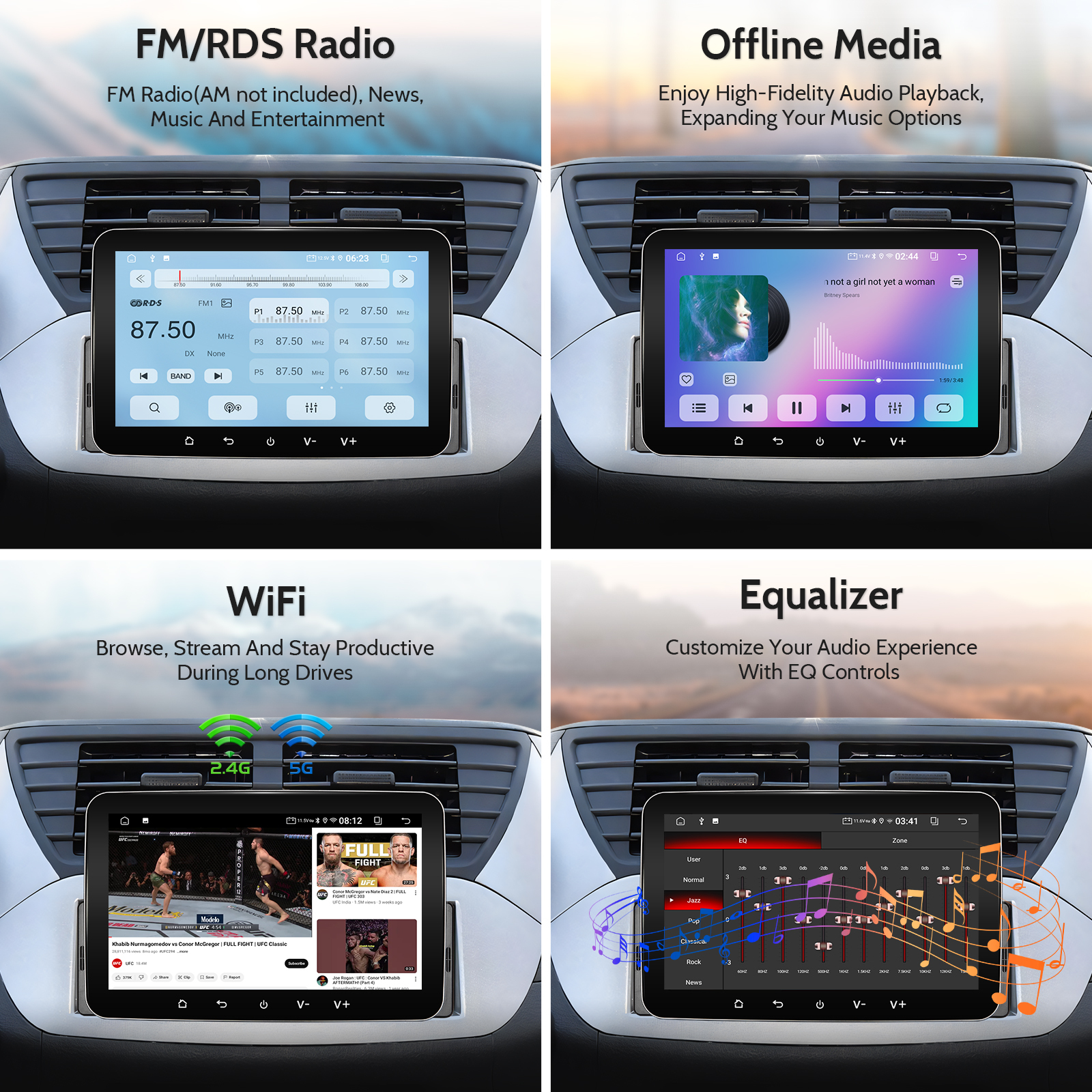 7" Single Din Car Stereo with Wireless CarPlay & Android Auto - Bluetooth, GPS, WiFi, FM Radio, Touchscreen Multimedia Player