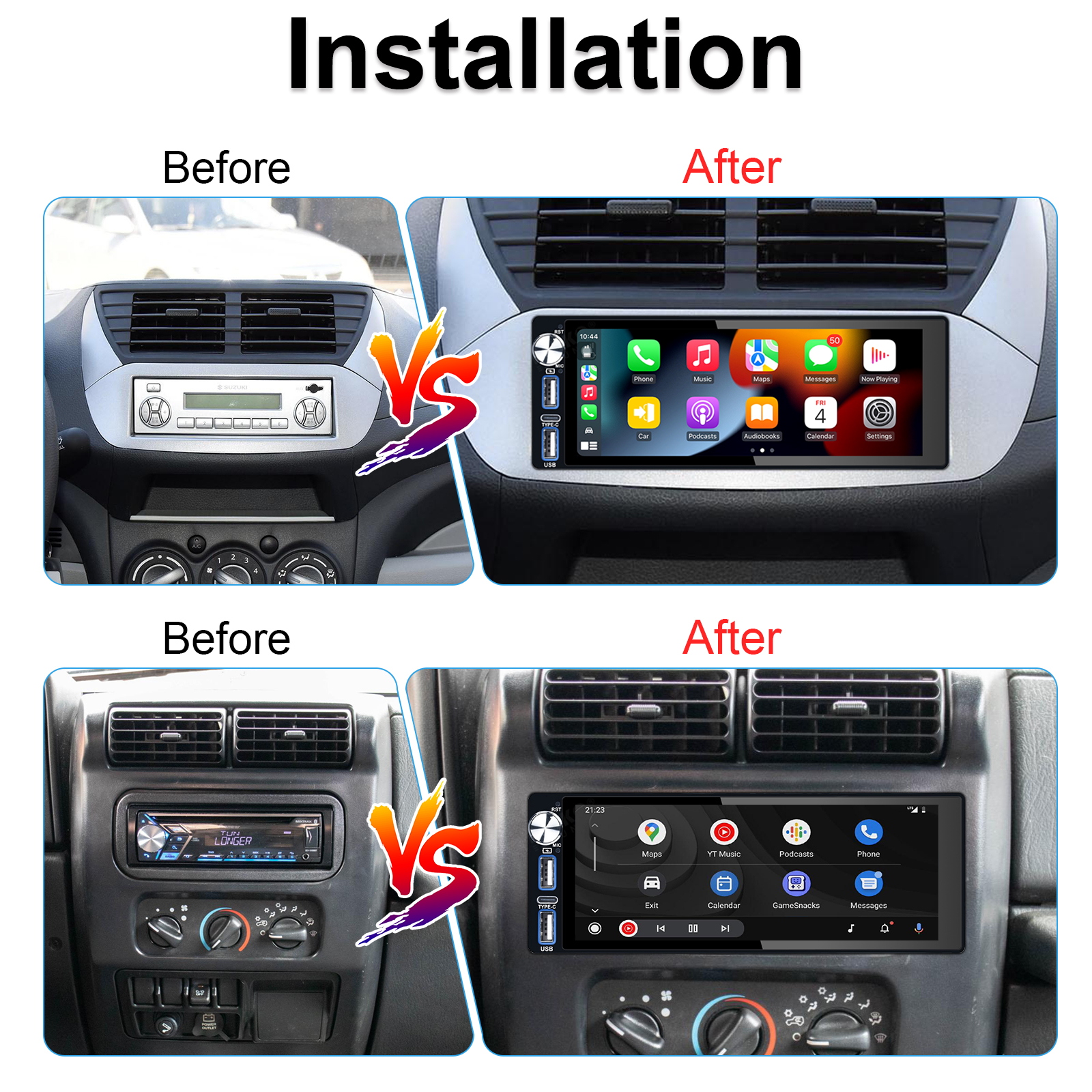 6.9" Touch Bluetooth Single Din Car Stereo For Apple/Android CarPlay With 2GB + 32GB  