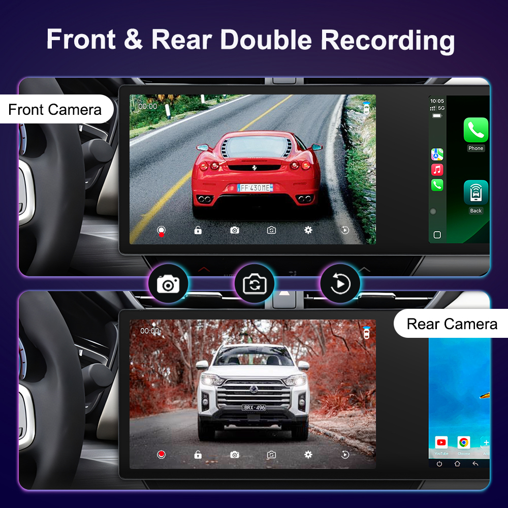 11.5" Dual Screen Autoradio Car Radio Touch Screen Car MP5 Player with Wireless Carplay & Android Auto BT/Type-C/USB