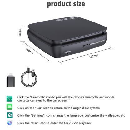 IYING Exclusive Android 13.0 Wireless CarPlay AI Box with Carplay DVD/CD Player