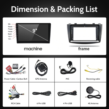 9 Inch Touch Screen Android 12 Car Stereo for Mazda 3 2009-2013