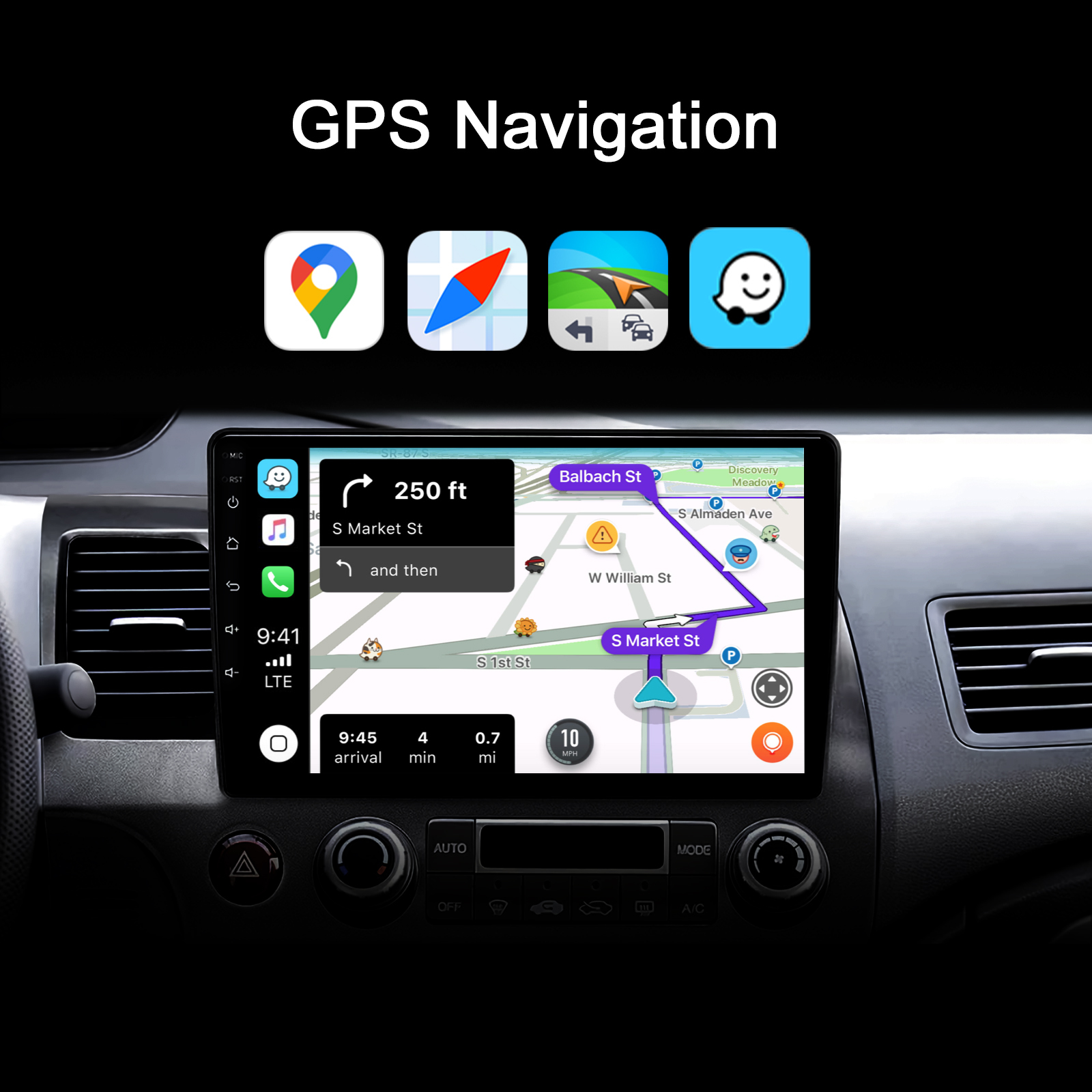 10.1 inch IPS Touch Screen Android 12 Car Radio for Honda Civic 2006-2011 with 2GB RAM+32GB ROM