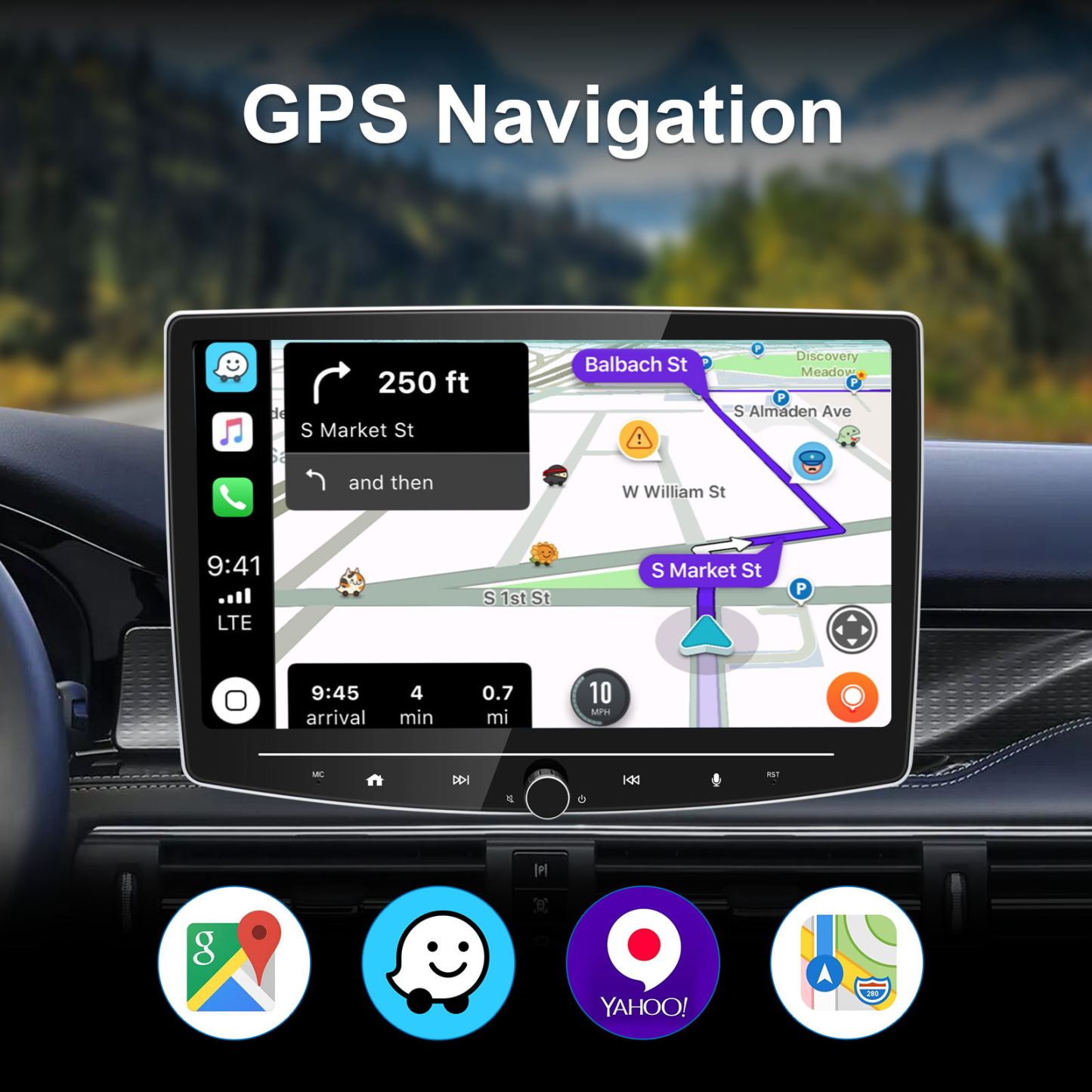 10-inch Double DIN Android Knob-Adjustable Touch Screen Car Radio