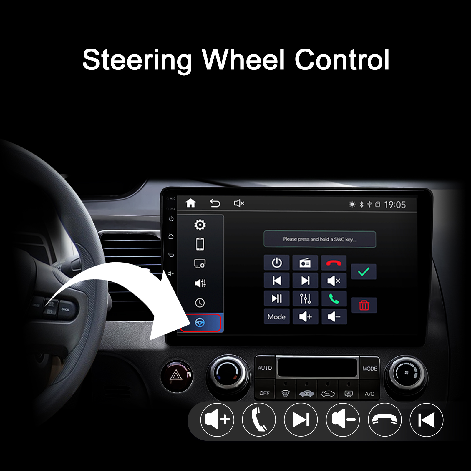 10.1 inch IPS Touch Screen Android 12 Car Radio for Honda Civic 2006-2011 with 2GB RAM+32GB ROM