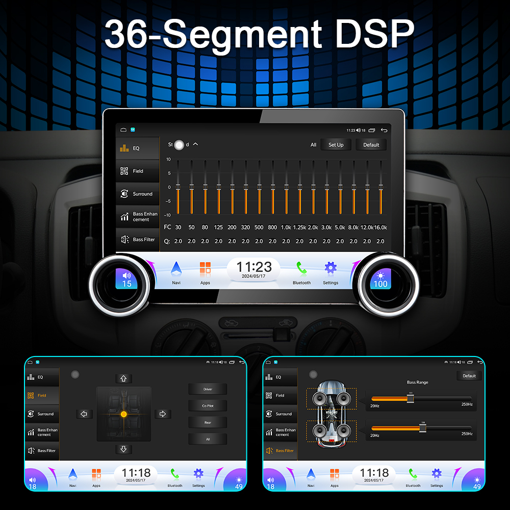 11.6-inch 2K QLED Touchscreen Android Car Stereo with Dual Knob Design