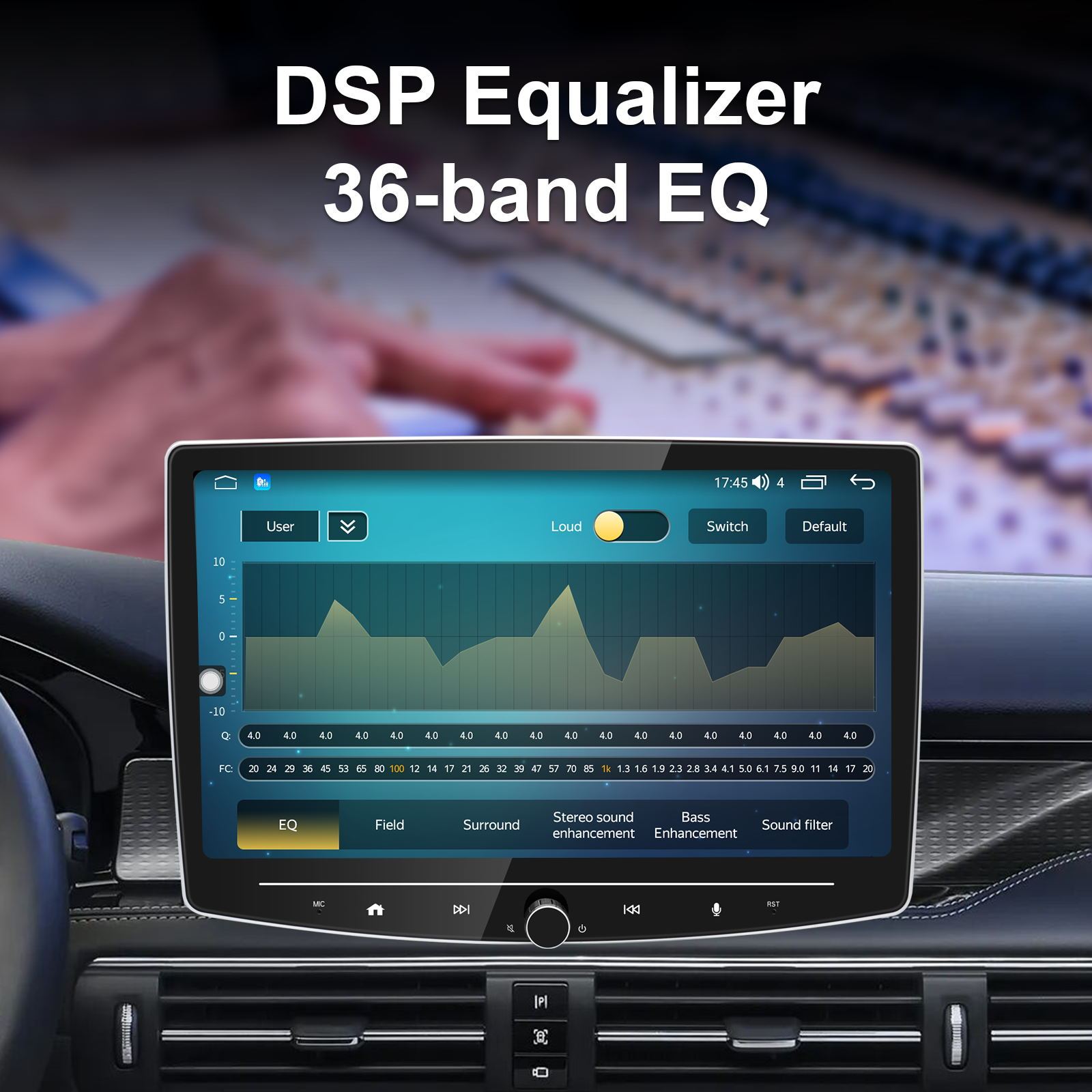 10-inch Double DIN Android Knob-Adjustable Touch Screen Car Radio