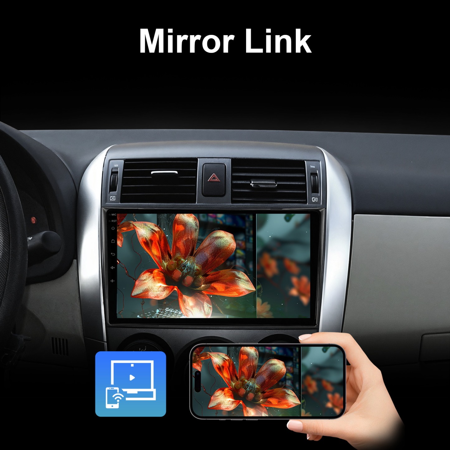 Carplay Car Radio 9 Inch Touch Screen Android 13 32G For Toyota Corolla 2009-2013 