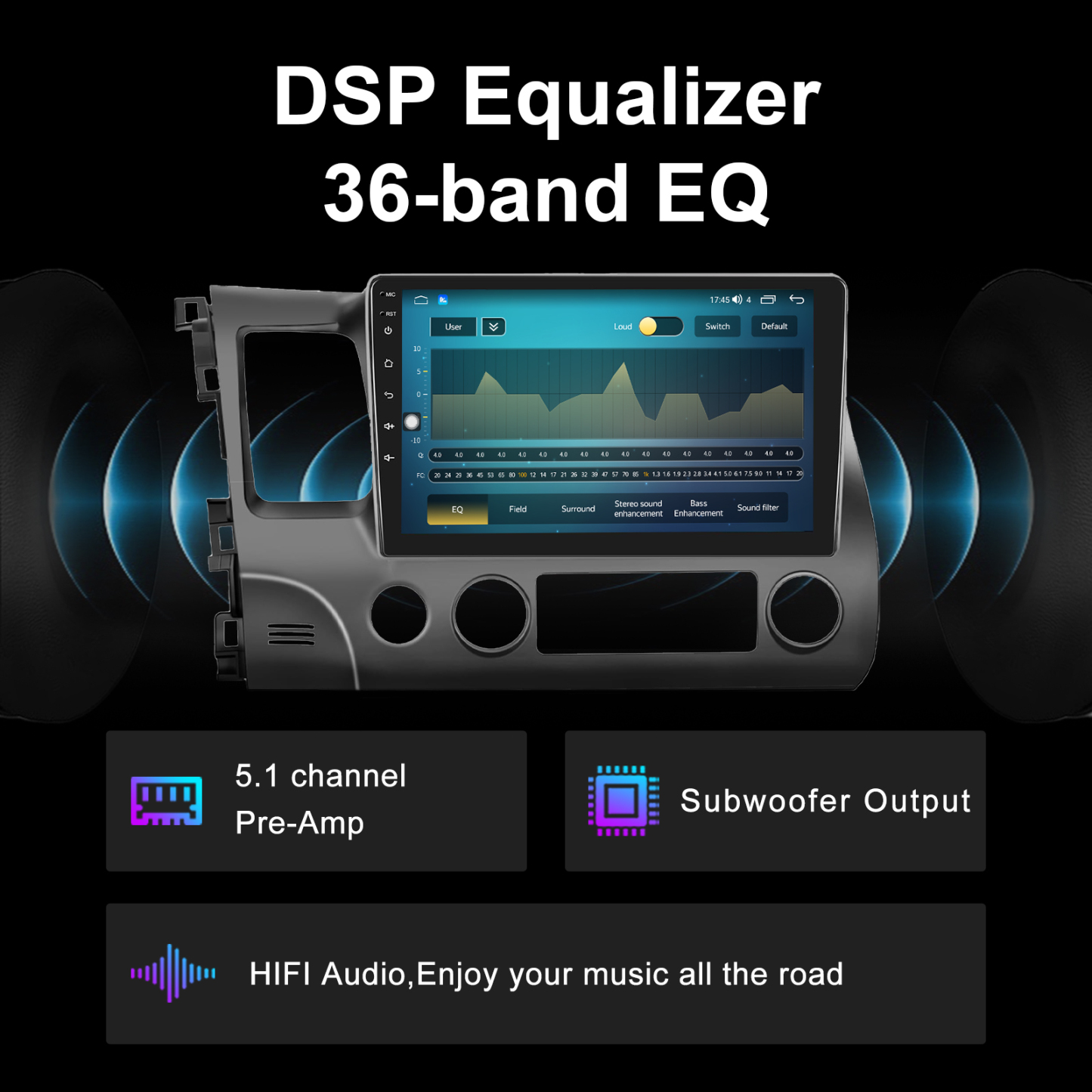 10.1 inch IPS Touch Screen Android 12 Car Radio for Honda Civic 2006-2011 with 2GB RAM+32GB ROM