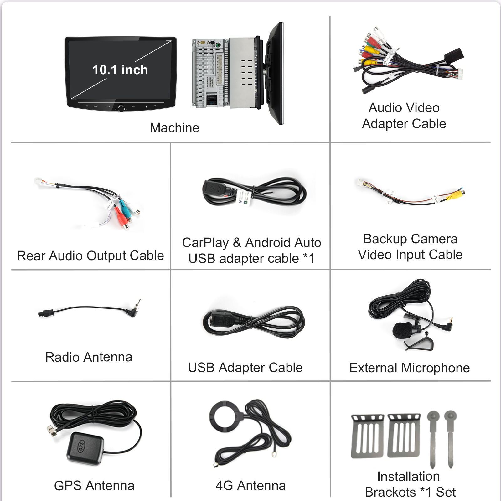 10-inch Double DIN Android Knob-Adjustable Touch Screen Car Radio