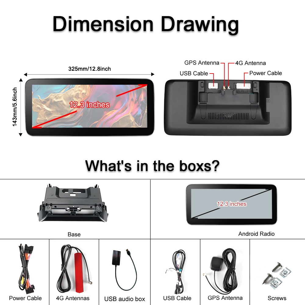 12.3 in Screen for Benz W205 C C300 GLC 2015-2018 Car Radio