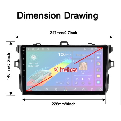 Carplay Car Radio 9 Inch Touch Screen Android 13 32G For Toyota Corolla 2009-2013 