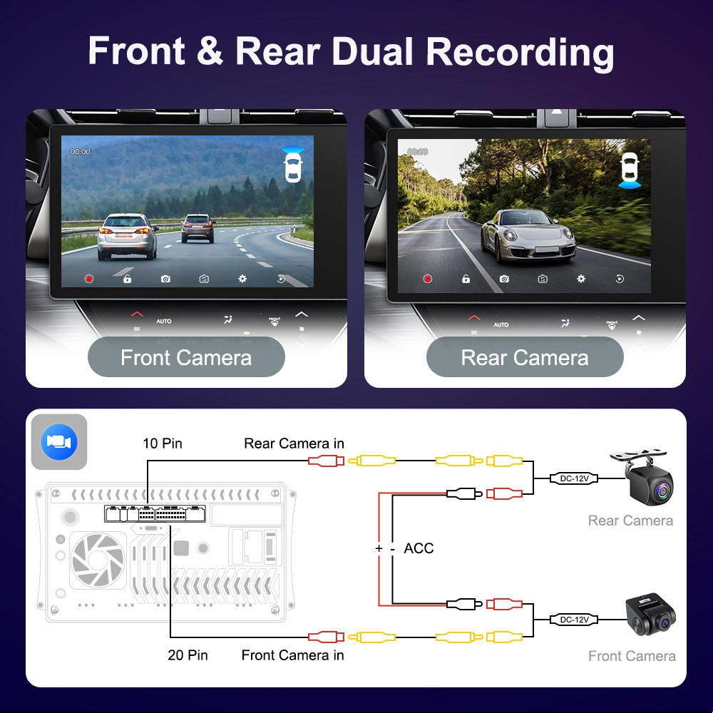 11.5" Dual Screen Autoradio Car Radio Touch Screen Car MP5 Player with Wireless Carplay & Android Auto BT/Type-C/USB