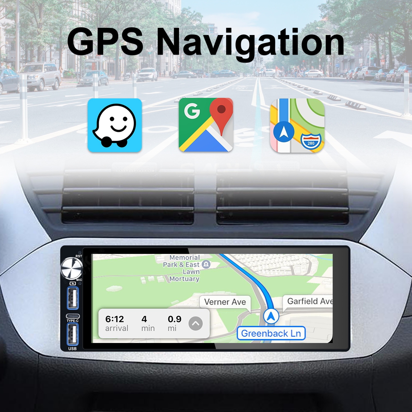 6.9" Touch Bluetooth Single Din Car Stereo For Apple/Android CarPlay With 2GB + 32GB  