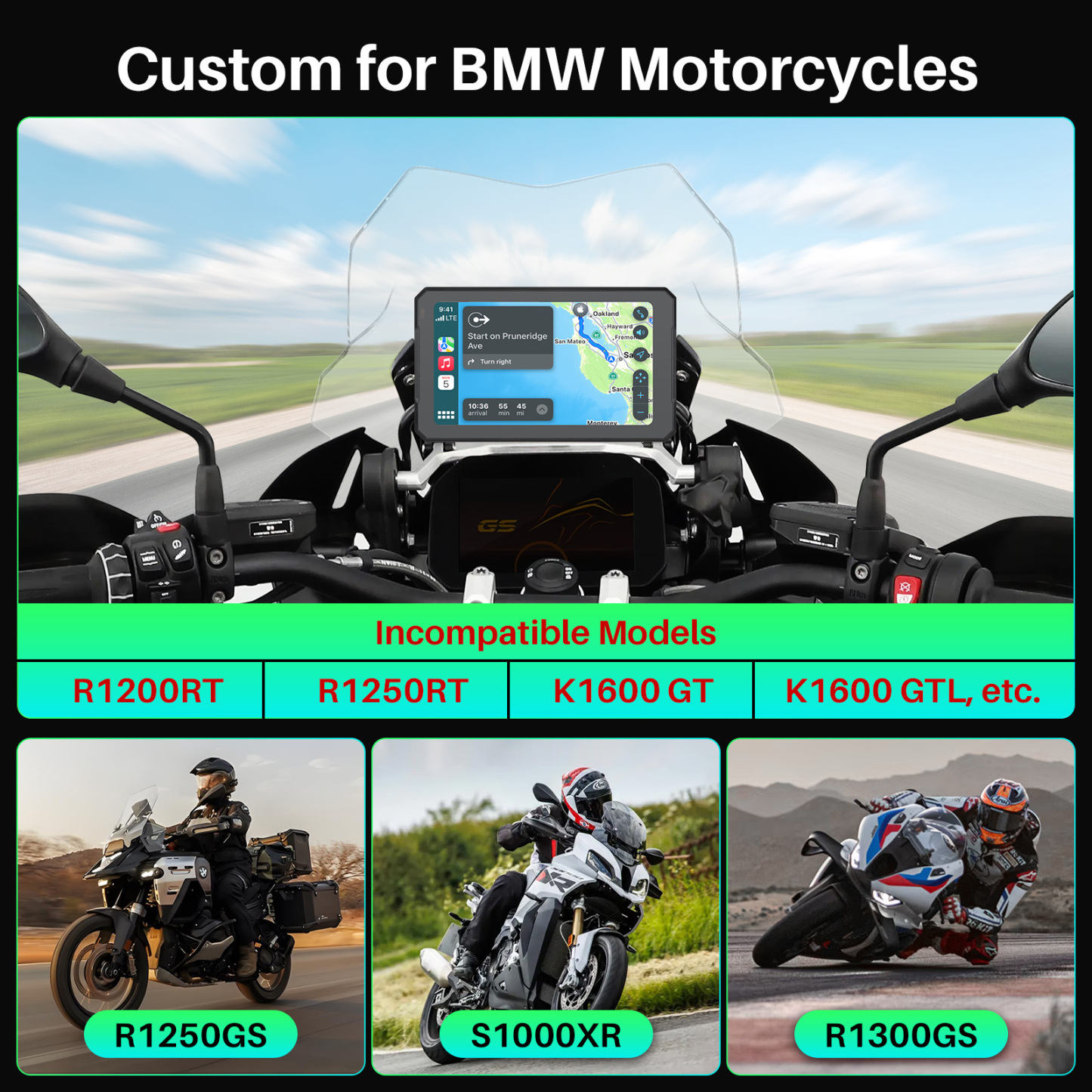 7 Inch Carplay Android Auto BMW Moto Stereo OEM for BMW R1200GS R1250GS S1000XR