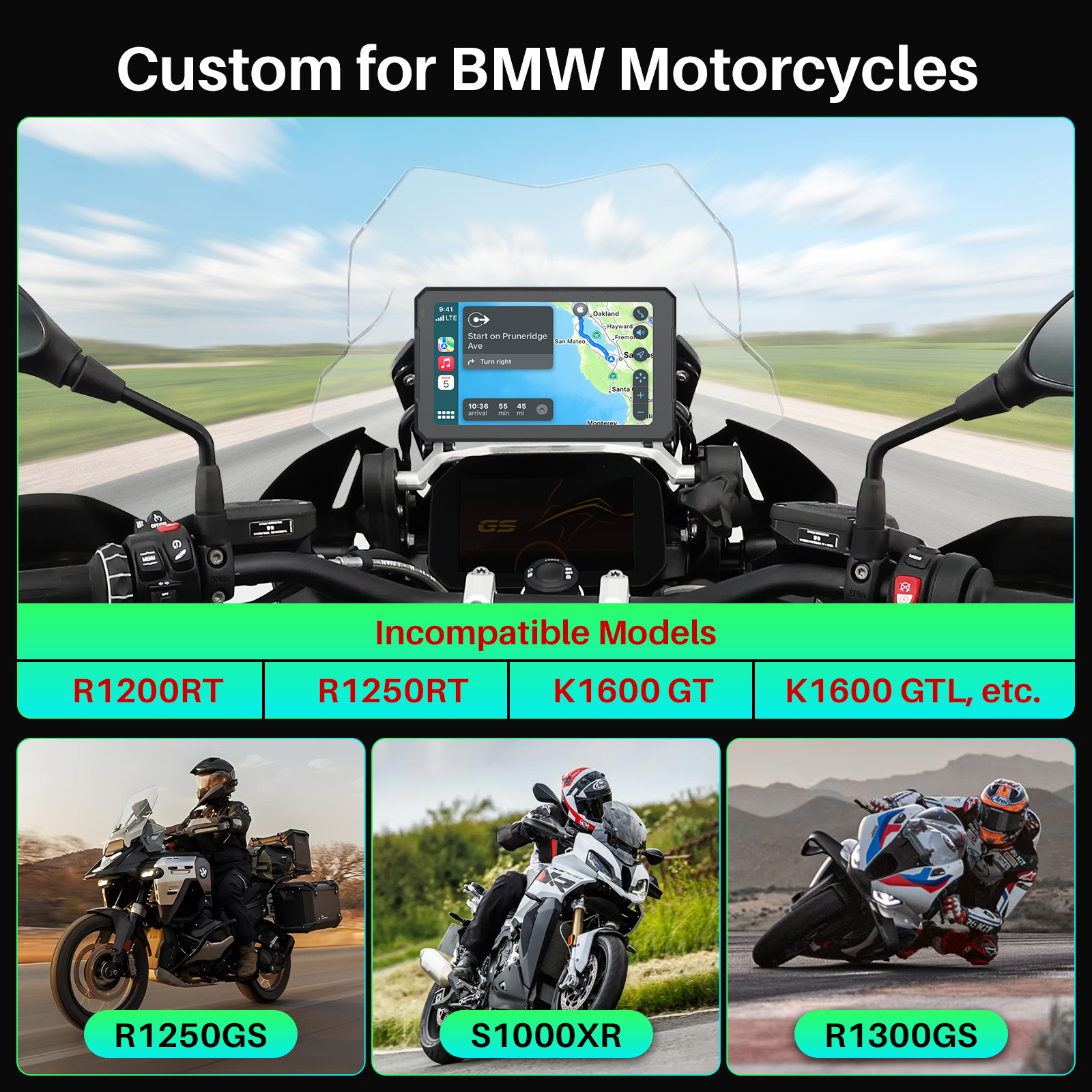 7 Inch Carplay Android Auto BMW Moto Stereo OEM for BMW R1200GS R1250GS S1000XR