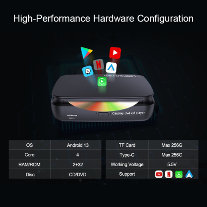 IYING Exclusive Android 13.0 Wireless CarPlay AI Box with Carplay DVD/CD Player