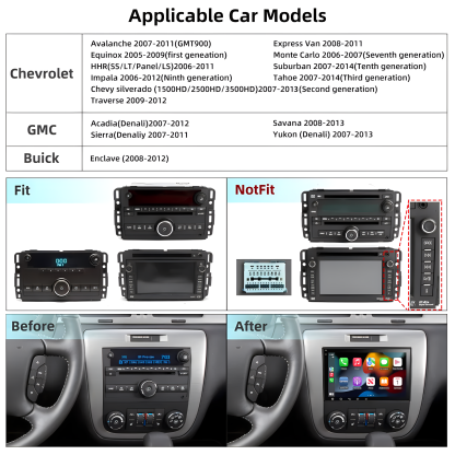 8-Inch IPS Touch Screen Car Stereo For GMC