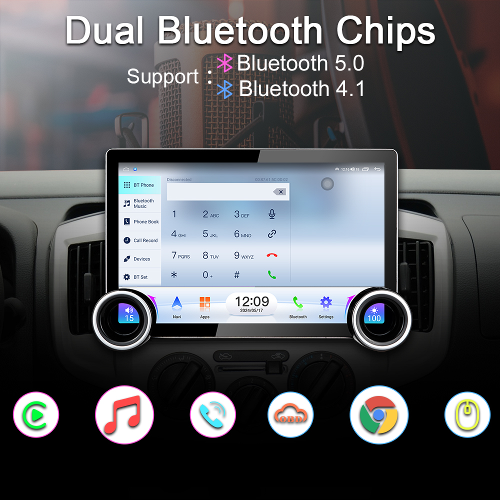 11.6-inch 2K QLED Touchscreen Android Car Stereo with Dual Knob Design