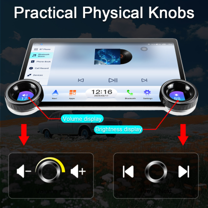 11.6-inch 2K QLED Touchscreen Android Car Stereo with Dual Knob Design