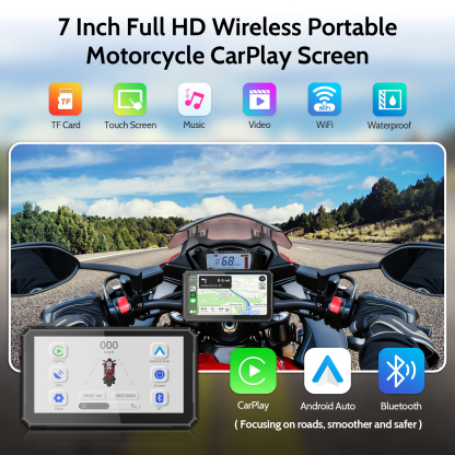 IYING M7 Pro 7 Inch Motorcycle Carplay Portable Android Auto Player Supports WIFI, Dual Bluetooth