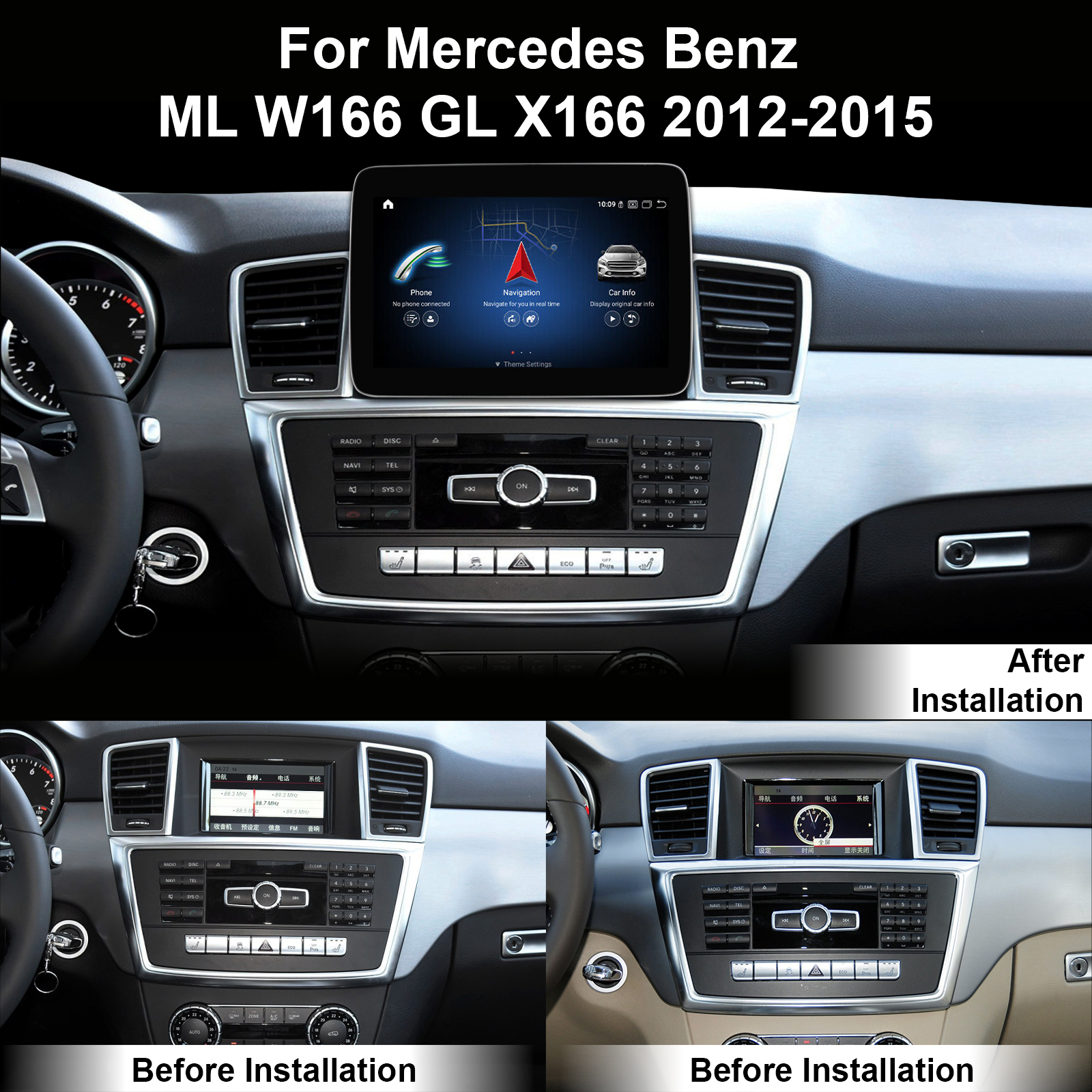 For Mercedes Benz ML GL W166 X166 2012-2015 Android 11 Car Stereo