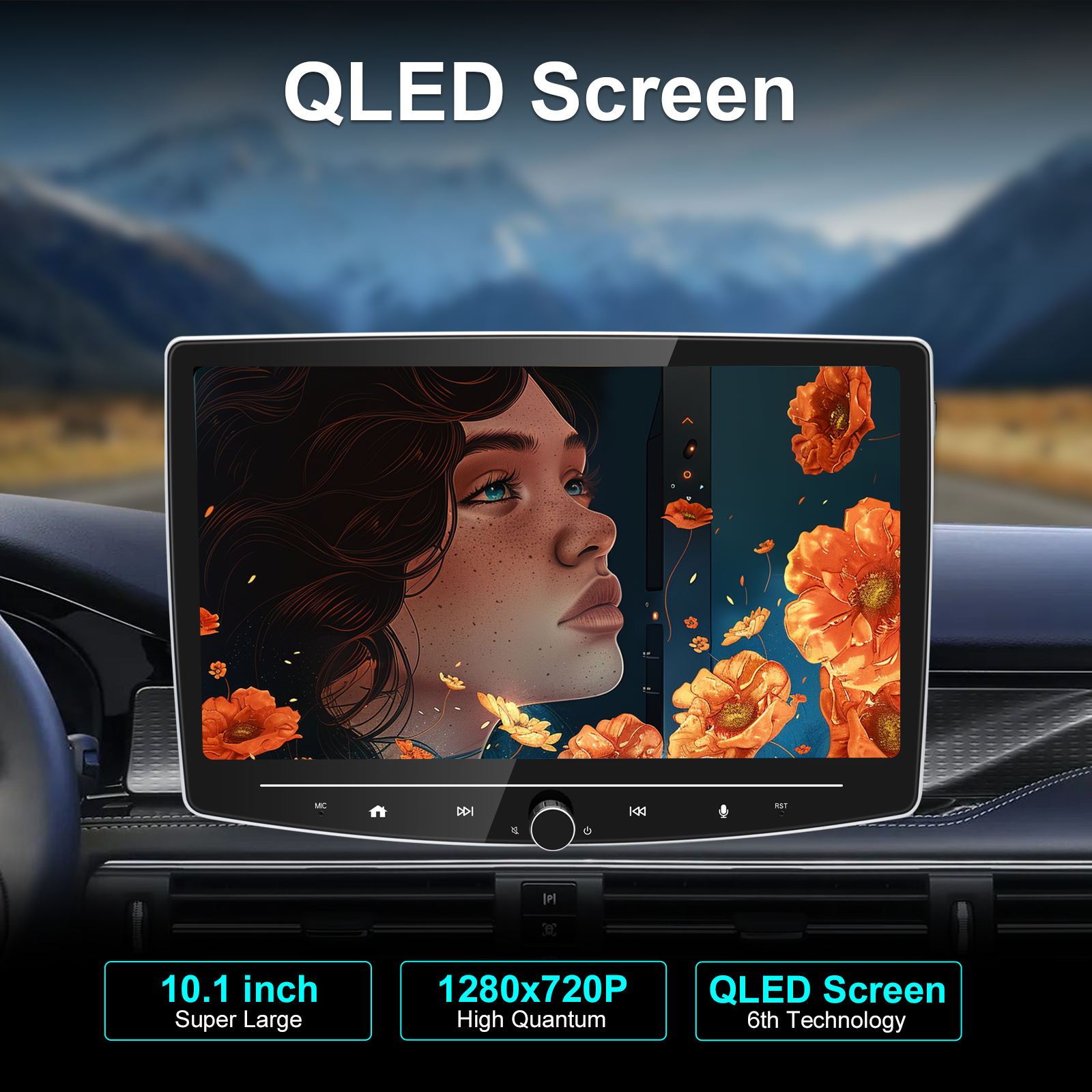 10-inch Double DIN Android Knob-Adjustable Touch Screen Car Radio