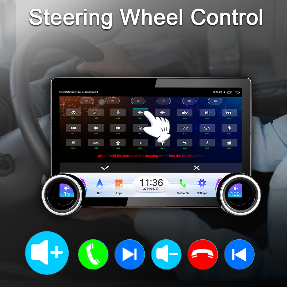11.6-inch 2K QLED Touchscreen Android Car Stereo with Dual Knob Design