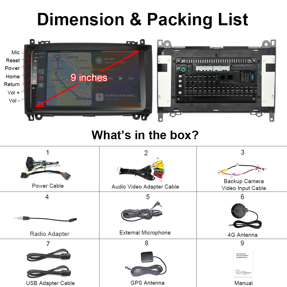 9 inch Android Touch Screen Car Radio for Mercedes Benz W906 Sprinter W169 W245 W639 Vito Viano