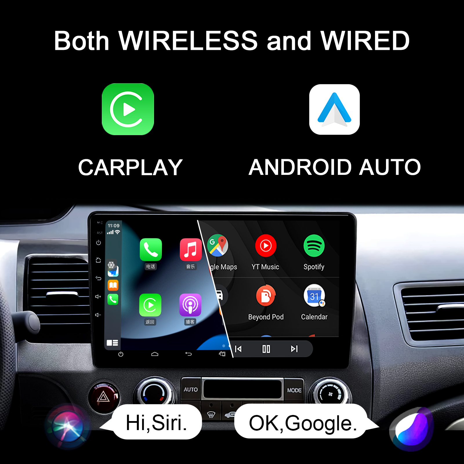 10.1 inch IPS Touch Screen Android 12 Car Radio for Honda Civic 2006-2011 with 2GB RAM+32GB ROM