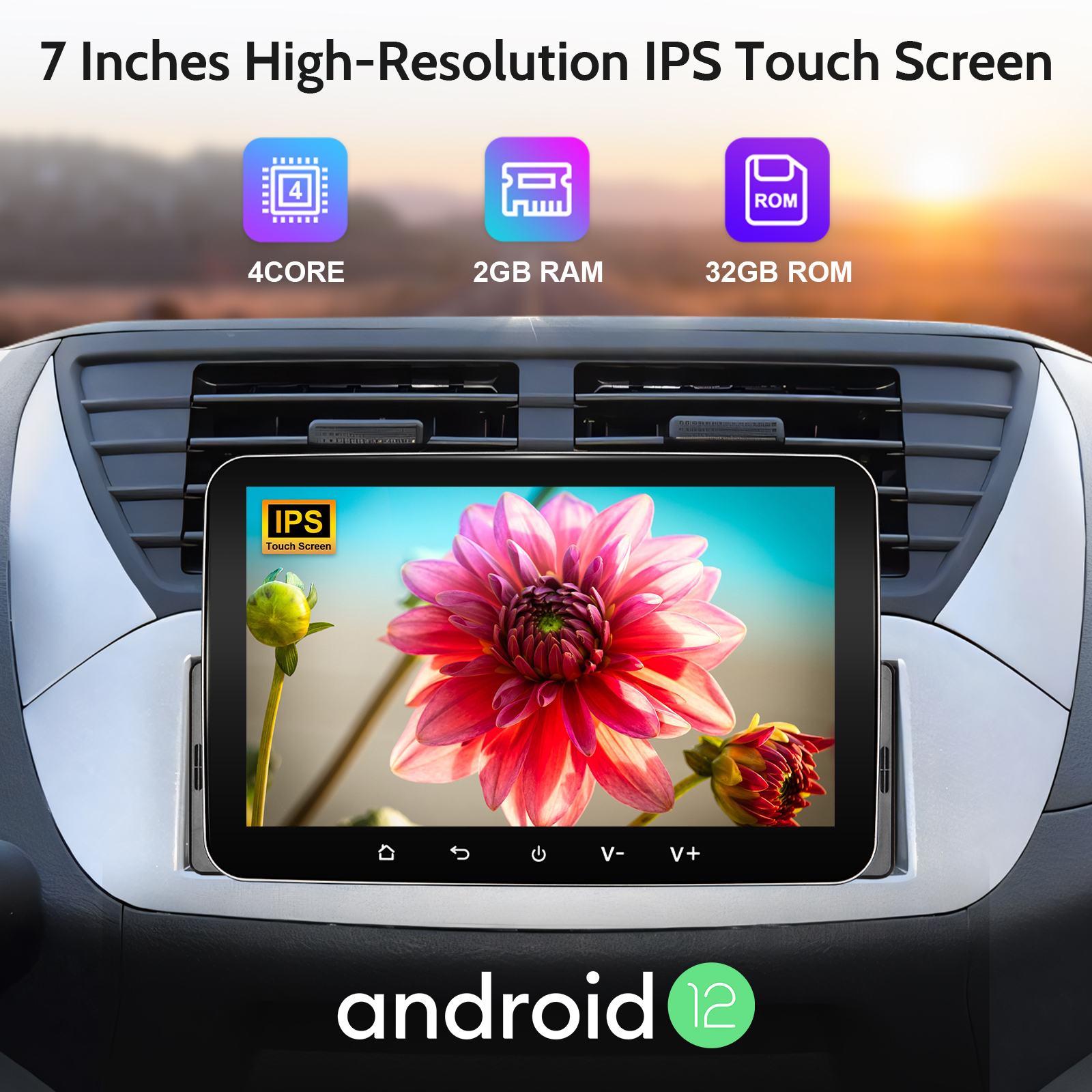 7" Single Din Car Stereo with Wireless CarPlay & Android Auto - Bluetooth, GPS, WiFi, FM Radio, Touchscreen Multimedia Player