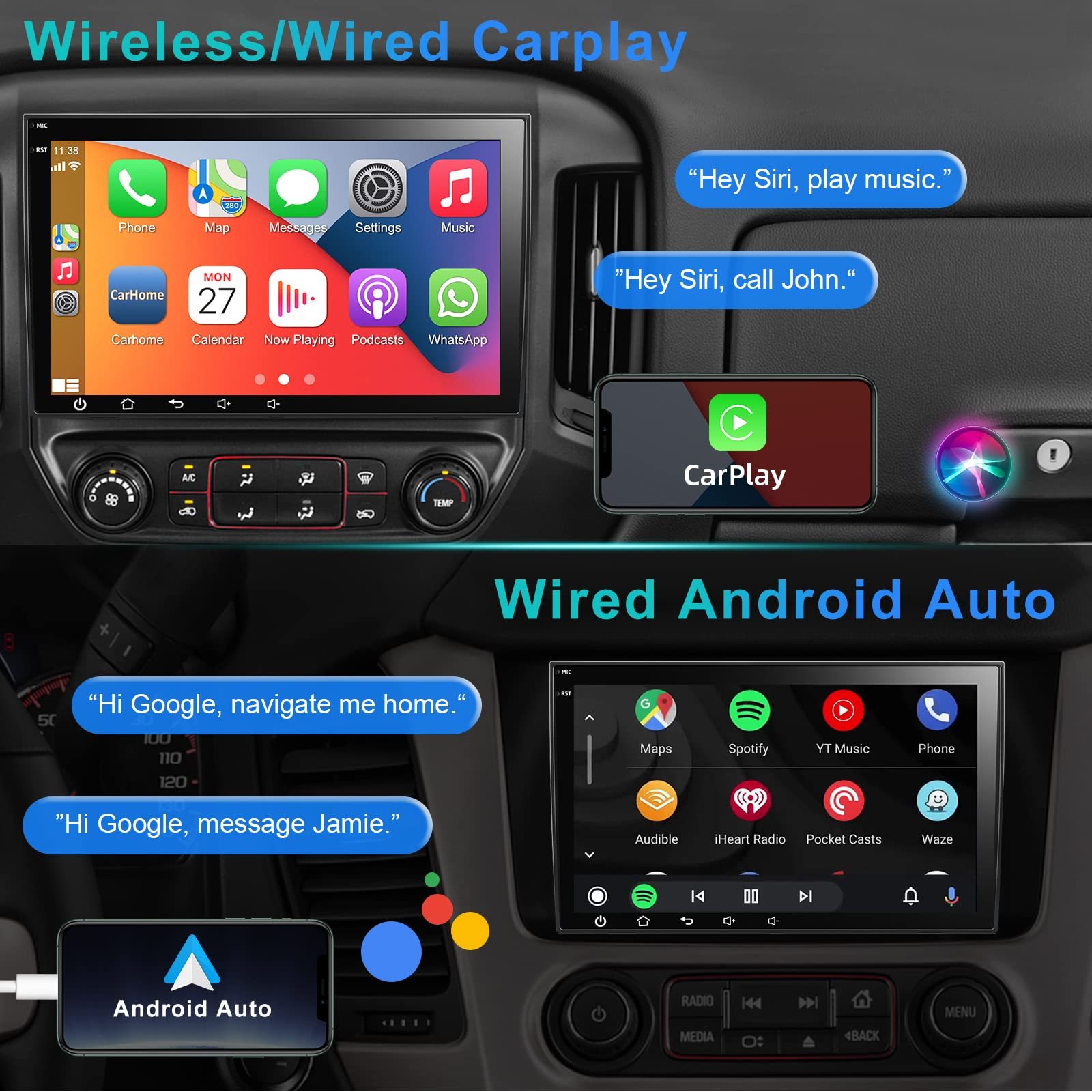  Wireless Apple Carplay & Android Auto Car Radio